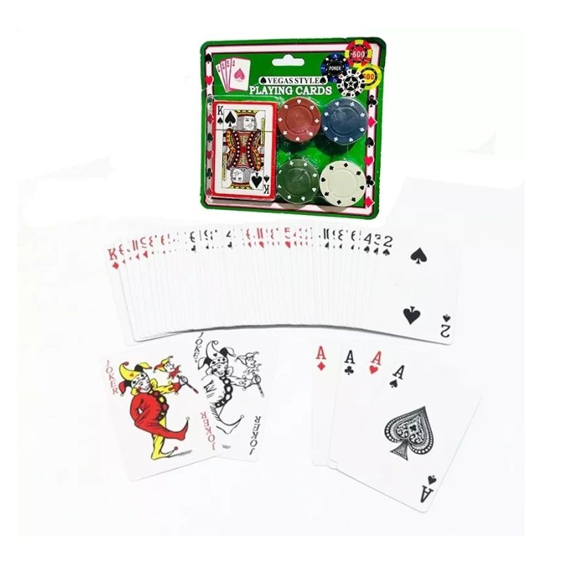 GENERICO - Cartas Carioca Poker Naipe Con Fichas Ingles Juego Mesa