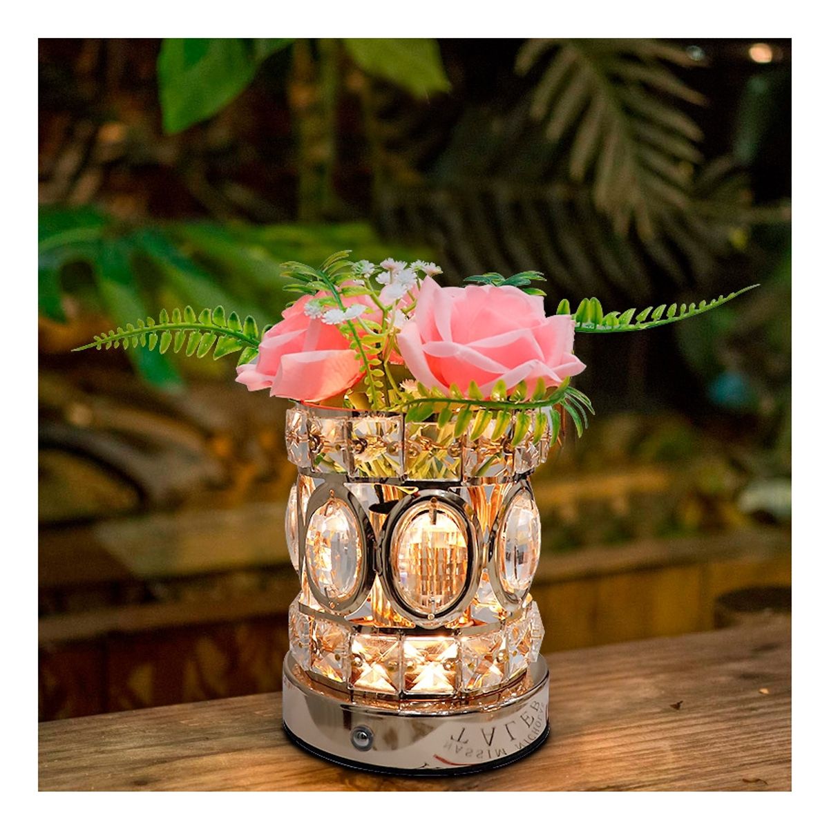 ZG STORE - Lampara Cristal Led Flores Mesa Escritorio Recargable