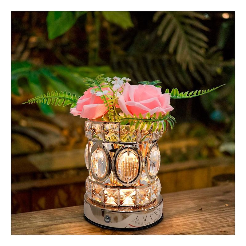 GENERICO - Lampara Cristal Led Flores Mesa Escritorio Recargable