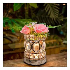 GENERICO - Lampara Cristal Led Flores Mesa Escritorio Recargable
