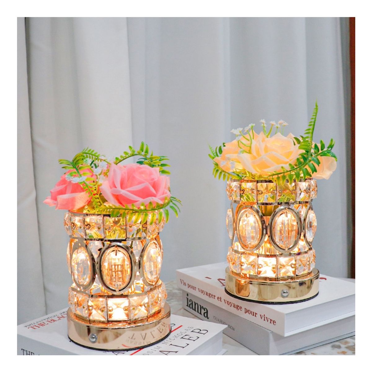 ZG STORE - Lampara Cristal Led Flores Mesa Escritorio Recargable