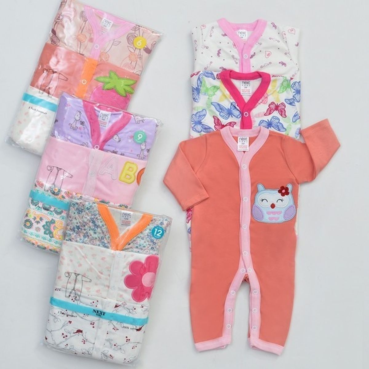 GENERICO - Set 3 Pijamas Ositos Enteritos Niña. Modelos Variados De Algodón