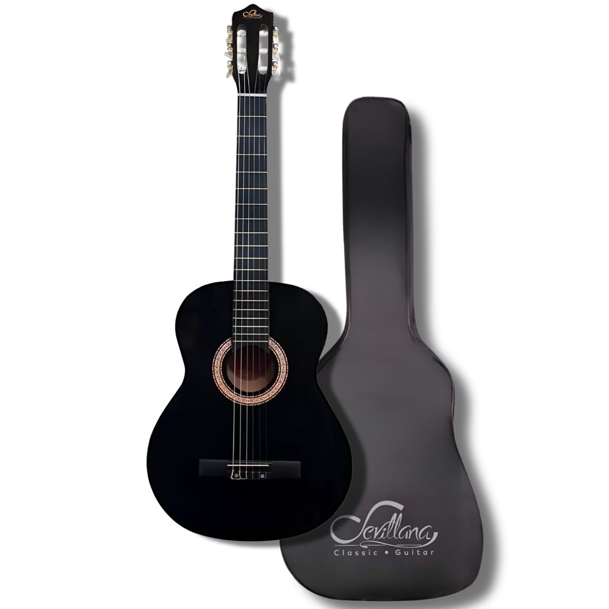 SEVILLANA - Guitarra Clásica Sevillana 39” Negro con Alma + Funda 8448
