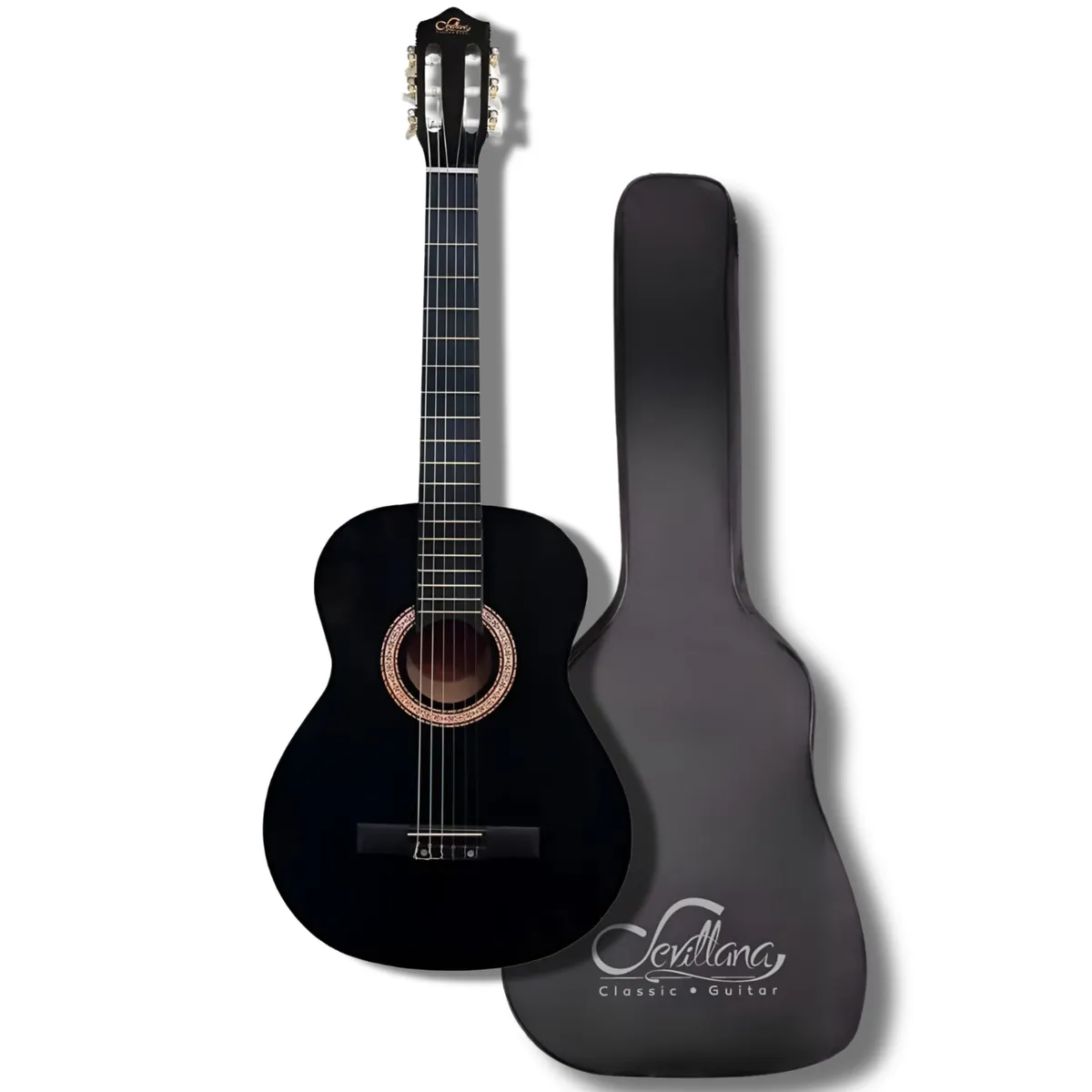 SEVILLANA - Guitarra Clásica Sevillana 39” Negro con Alma + Funda 8448
