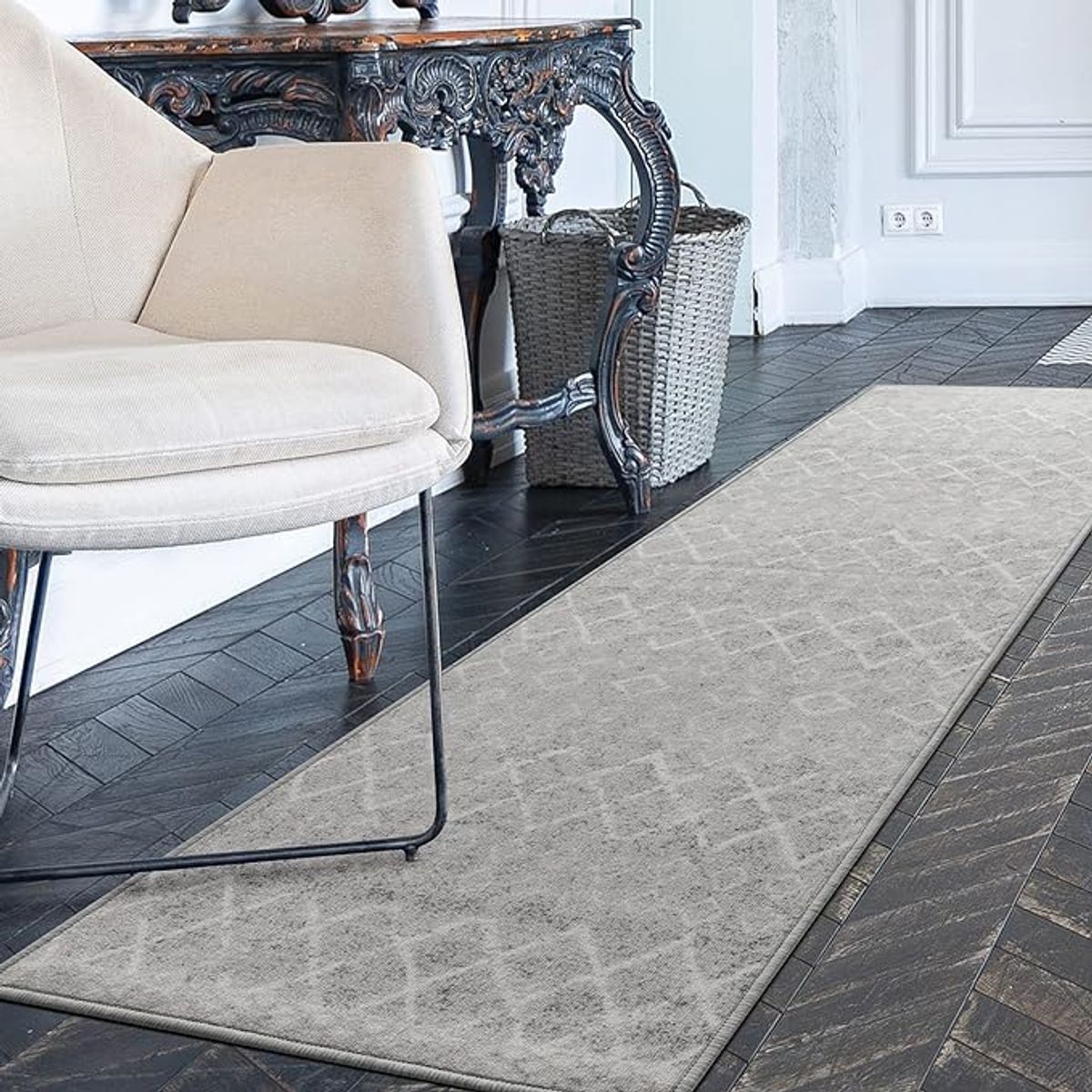 MROTTO - ALFODIA Alfombra de Pasillo Gris 60 x 305 cm Antideslizante Con Goma