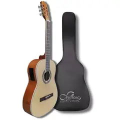 SEVILLANA - Guitarra Electroacústica 39” Con Alma + Funda 8941 - Crema