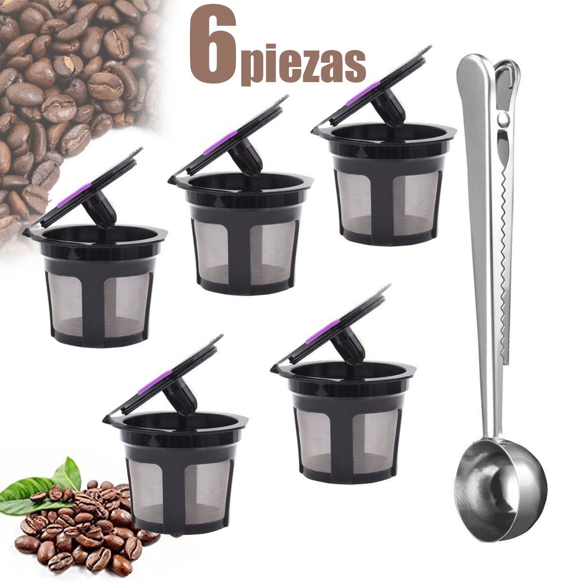 EDWINAYY - Pack 5 Capsulas Cafe Reutilizables Para Cafetera-negro