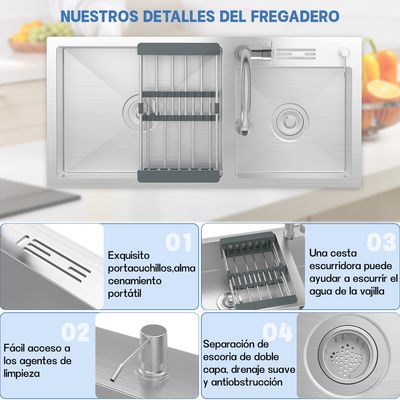 Imagen 2 del producto Lavadora de platos multifunción en acero inoxidable 80x45 cm