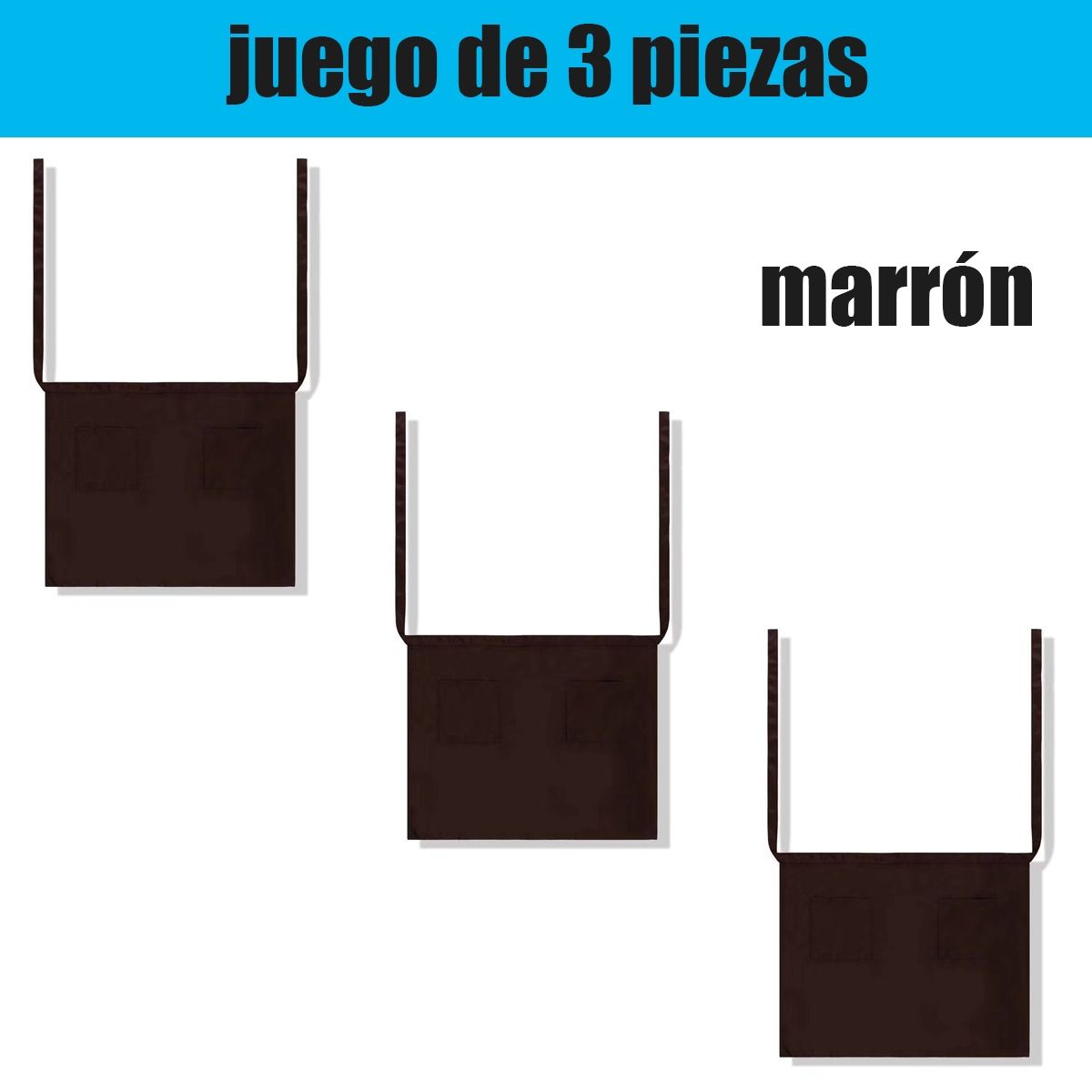EDWINAYY - Mandil De Cocina Corto Para Chef Cocinero Garzon 3pk marrón