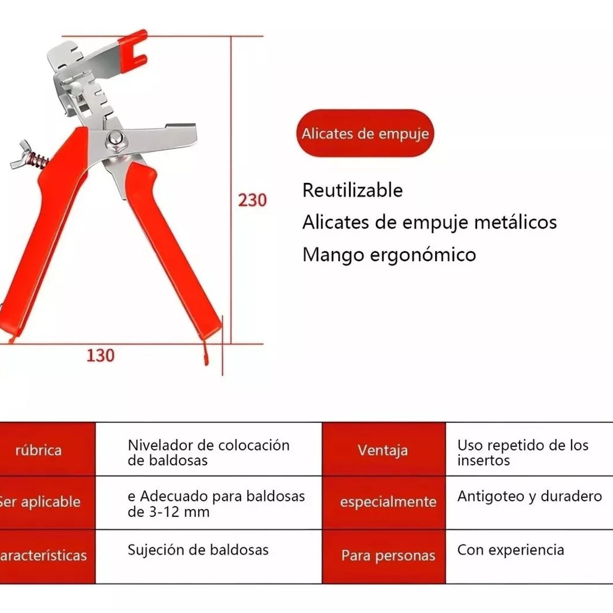 KUANGYE - Kit Nivelador Cerámicos Piso 100 Cuñas + 300 Clips + Alicate