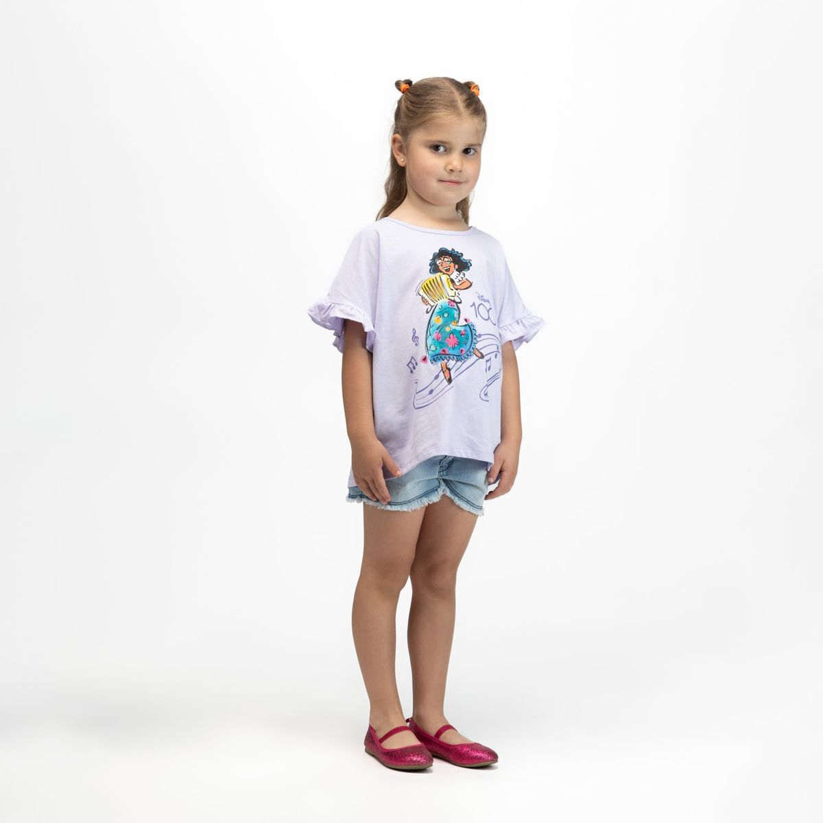 DISNEY - Polera Niña Princesas Encanto Fucsia Disney