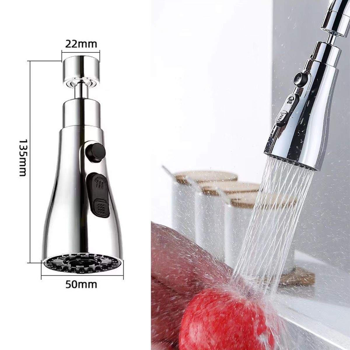 CRUSEC - Adaptador De Grifo Anti Salpicaduras Filtro 3 Velocidades