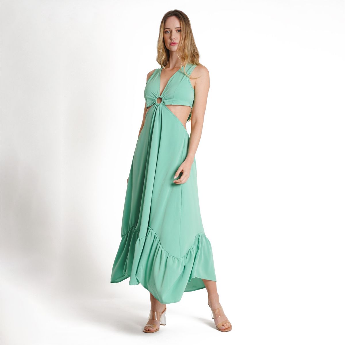 GUINDA - Vestido Cuello en V Mosaic