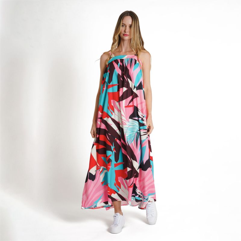 GUINDA - Vestido con Hojas Long Guinda