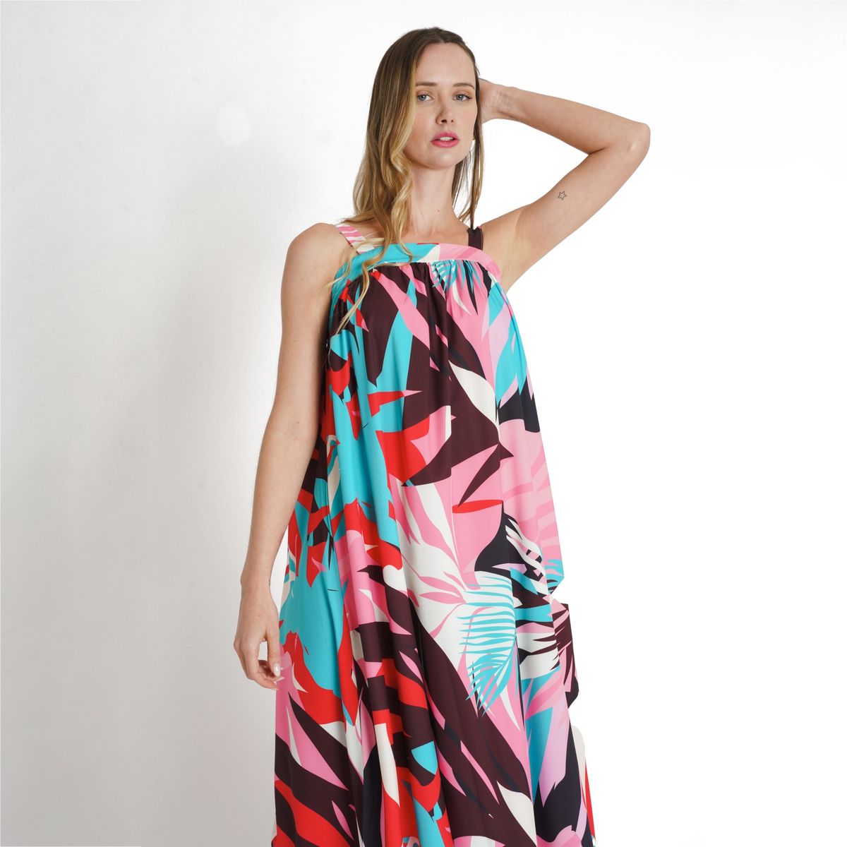GUINDA - Vestido con Hojas Long Guinda