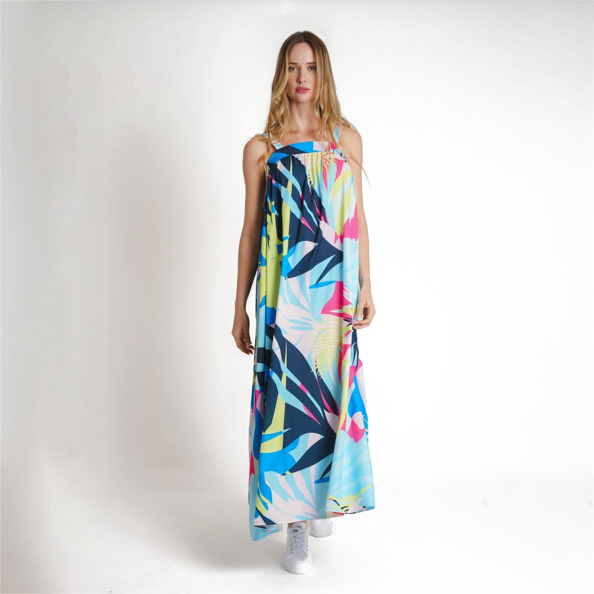 GUINDA - Vestido con Hojas Long Guinda