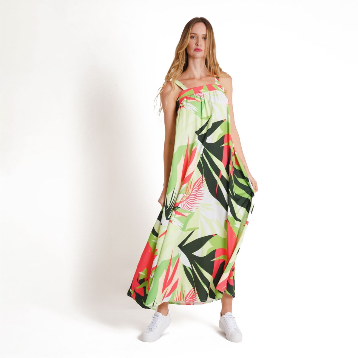 GUINDA - Vestido con Hojas Long Guinda