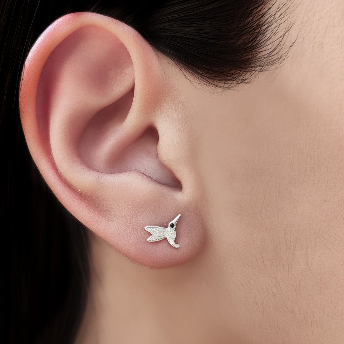 COGGIOLA - Aros Colibrí Circón Blanco Plata Fina 925