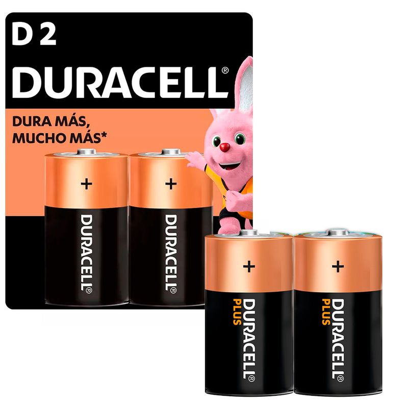 DURACELL - Pilas D2 LR20 x2 1.5V Alcalina Duracell Dura Mas Mucho Mas
