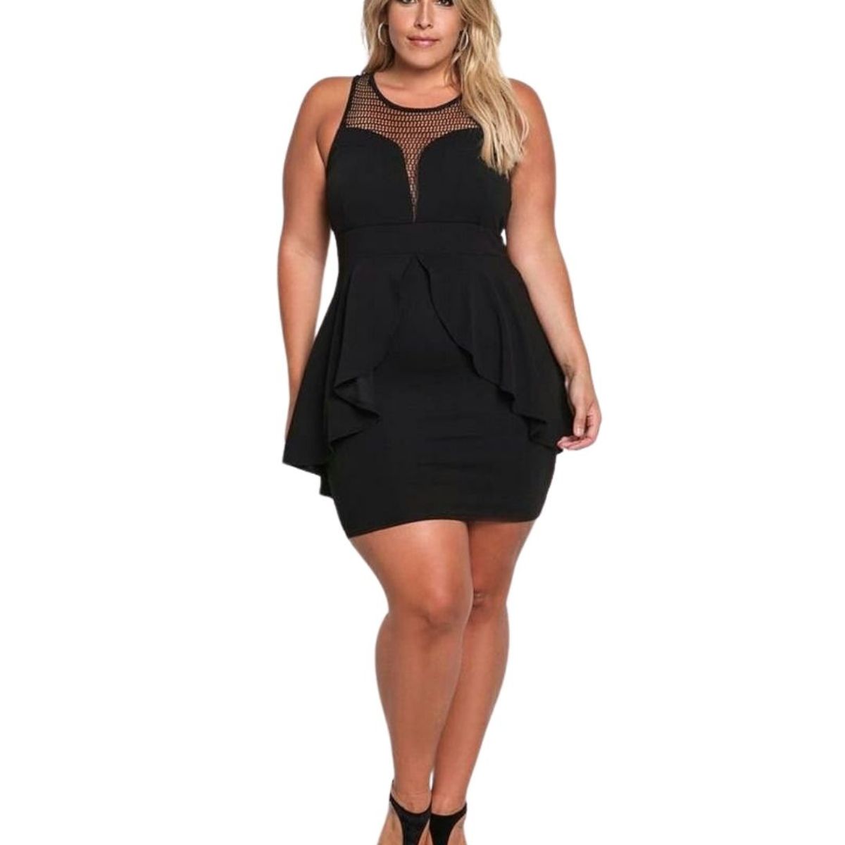 GENERICO - VESTIDO CORTO PEPLUM SIN MANGAS IDEAL PARA FIESTA GALA COCTEL P105