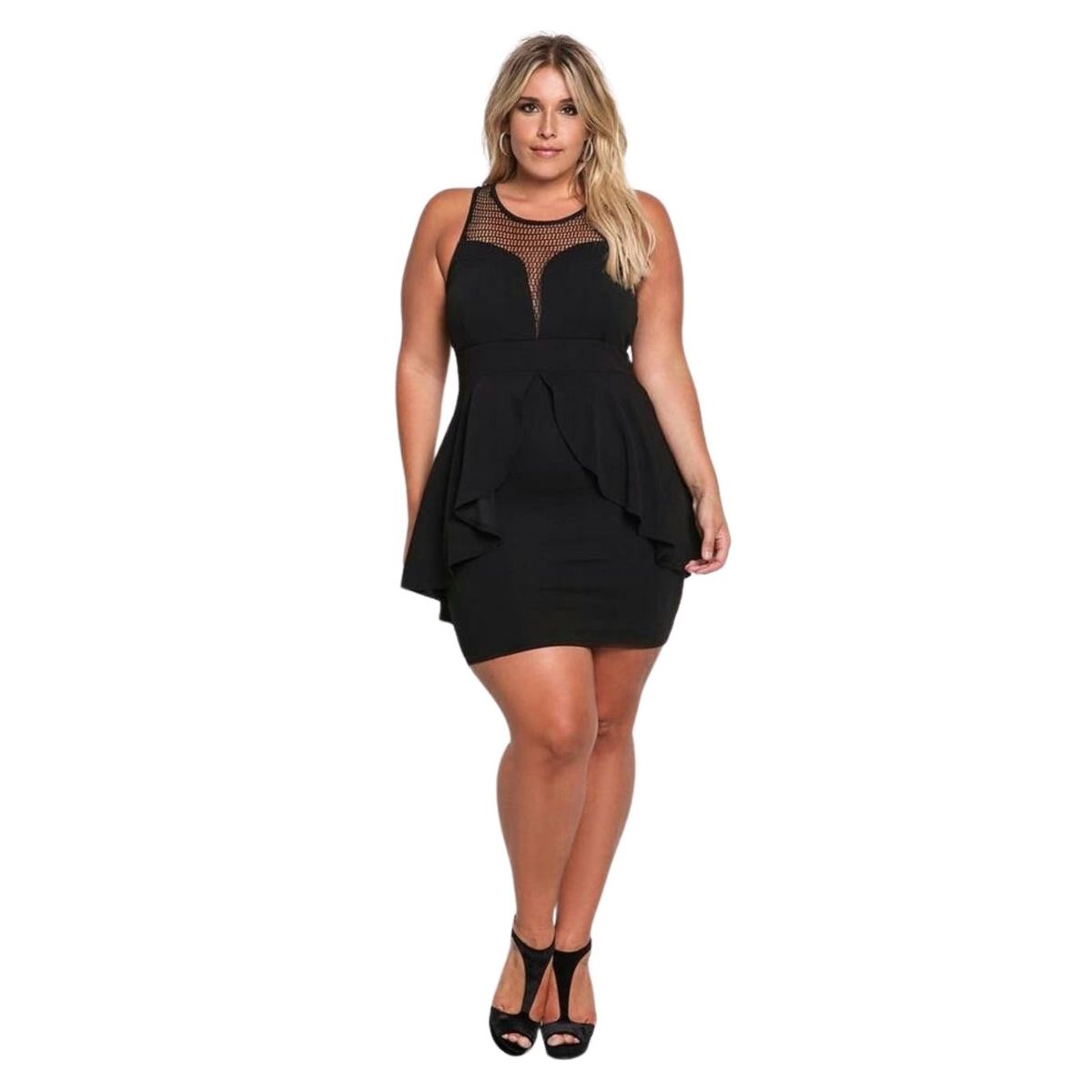 GENERICO - VESTIDO CORTO PEPLUM SIN MANGAS IDEAL PARA FIESTA GALA COCTEL P105