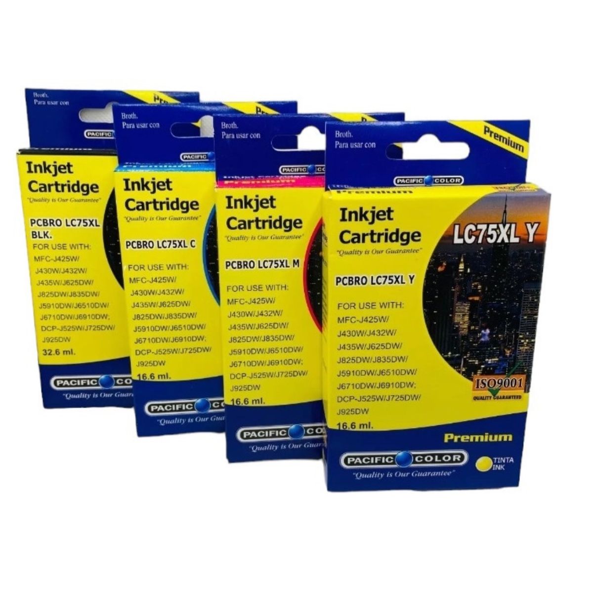 GENERICO - Pack 4 Cartuchos De Tinta Lc75 Alternativos  Bk C M Y para Brother