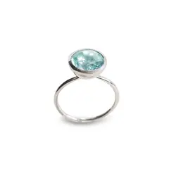 ANDREA COGGIOLA JOYAS - Anillo Shakti Topacio Celeste Plata Fina 925