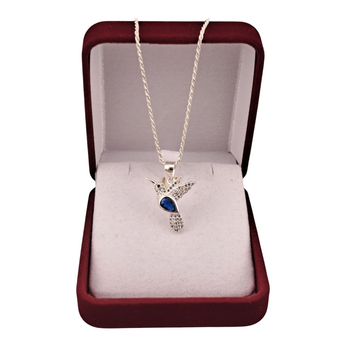 GENERICO - Collar colgante colibri  Plata 925 azul Cristal  Mujer  joyas