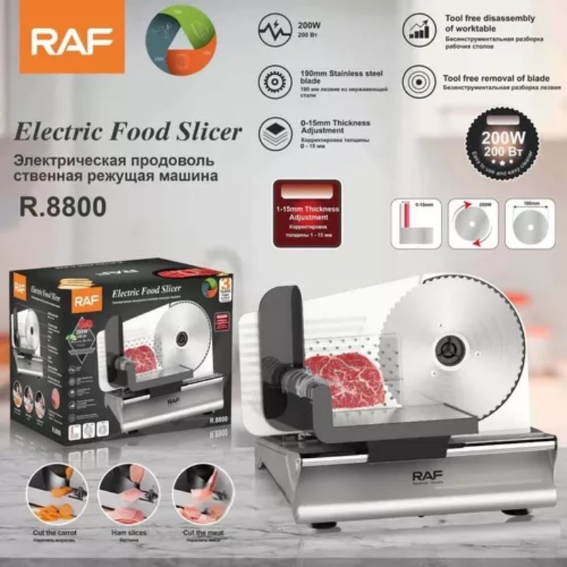 RAF - Rebanadora De Queso Jamón Carne Eléctrica Raf-8800 200w