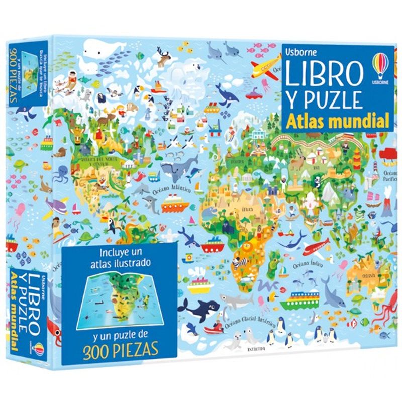 USBORNE - Libro Y Puzzle - Atlas Mundial (300 Piezas)