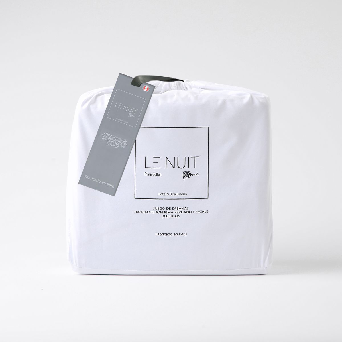 LE NUIT - Sábanas 300 Hilos Algodón Pima Peruano Percale Liso Blanco 2 Pl