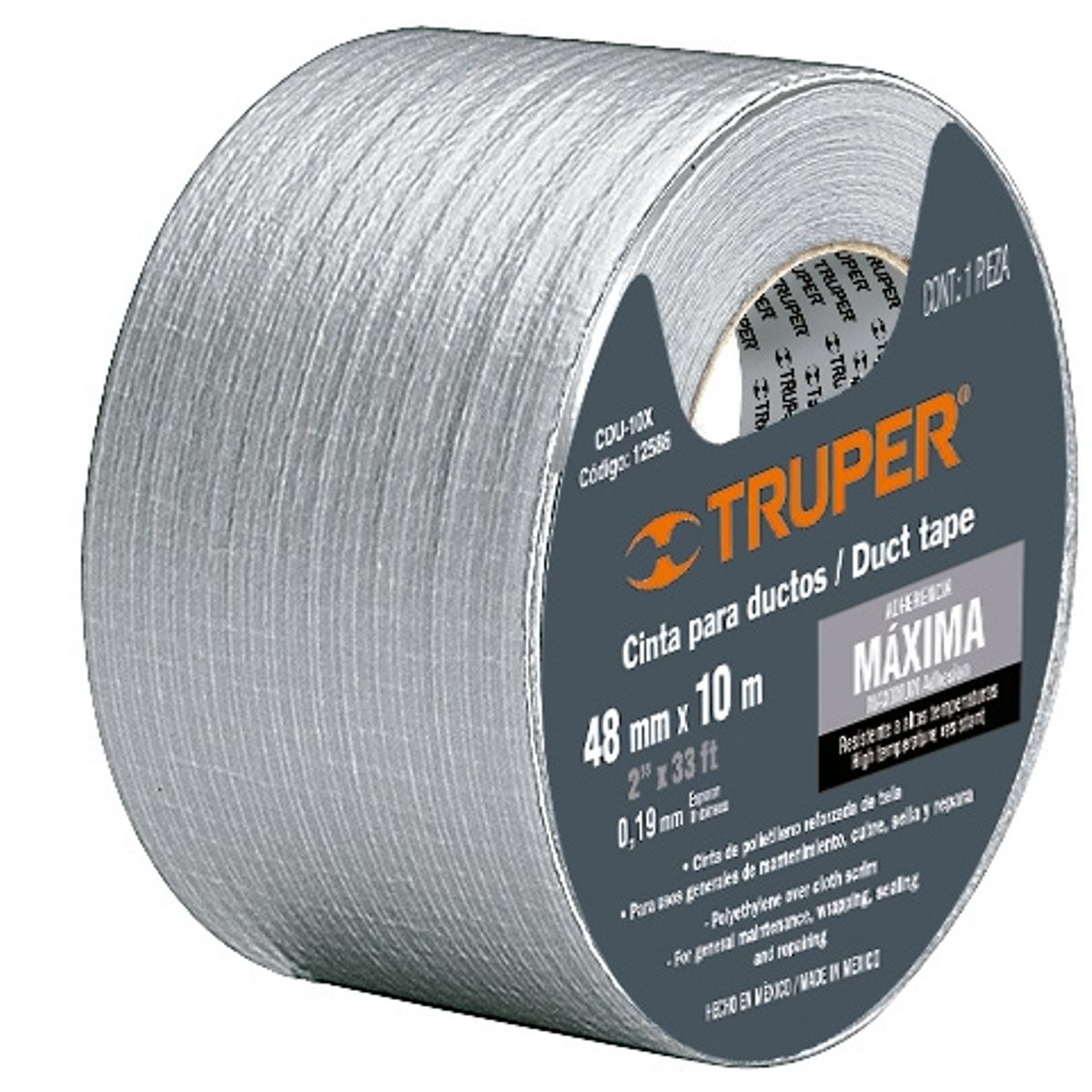GENERICO - CINTA GRIS TELA MULTIUSO 10M TRUPER 12586TOOLCRAFT