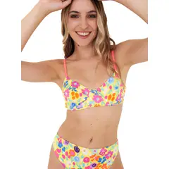 DAIKIRI BIKINIS - Daikiri Top de Bikini Mujer Amarillo Estampado Horma Ajustable UV 50+
