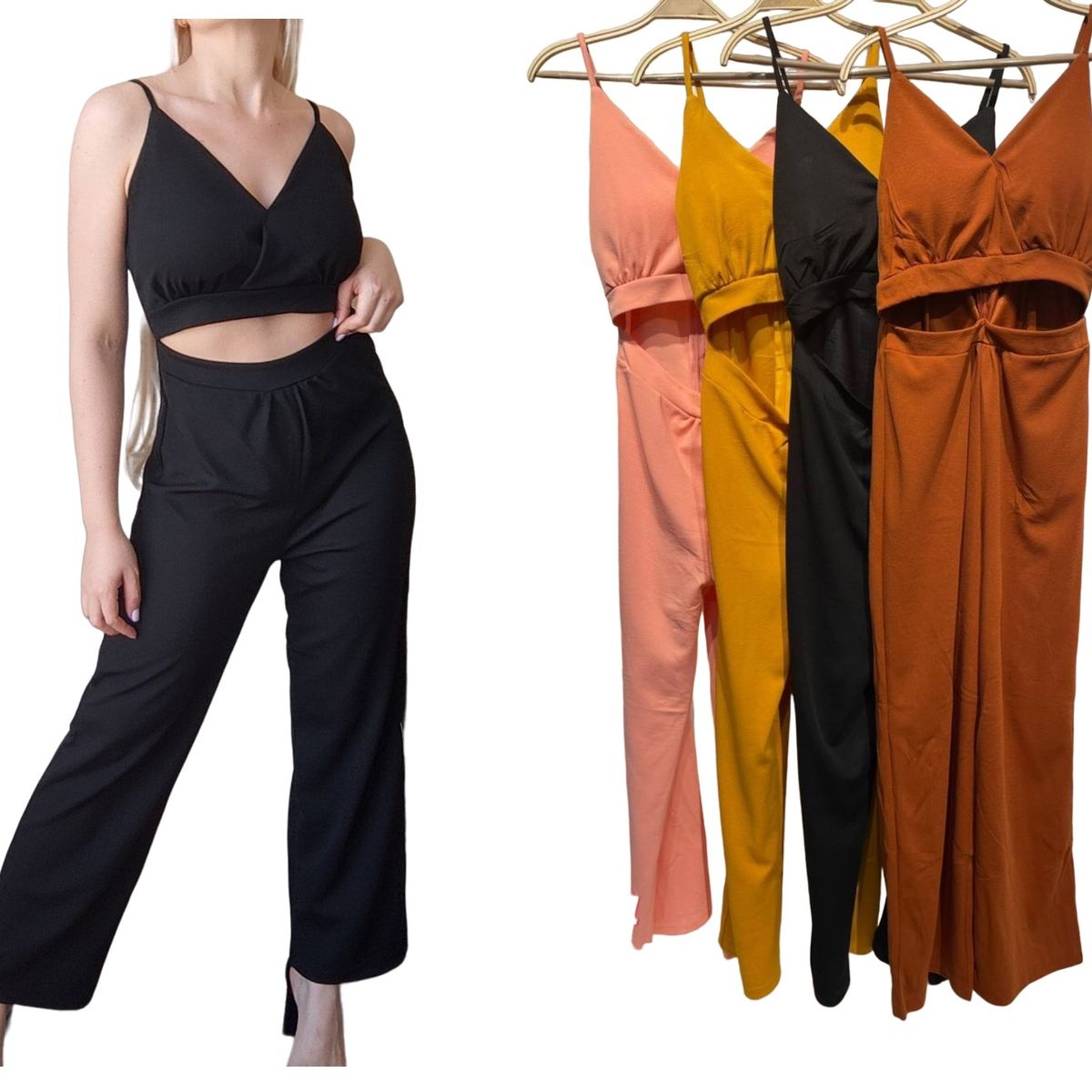 GARSIL - Enterito Casual Para Mujer Con Pierna Ancha - Tirante Y Escote