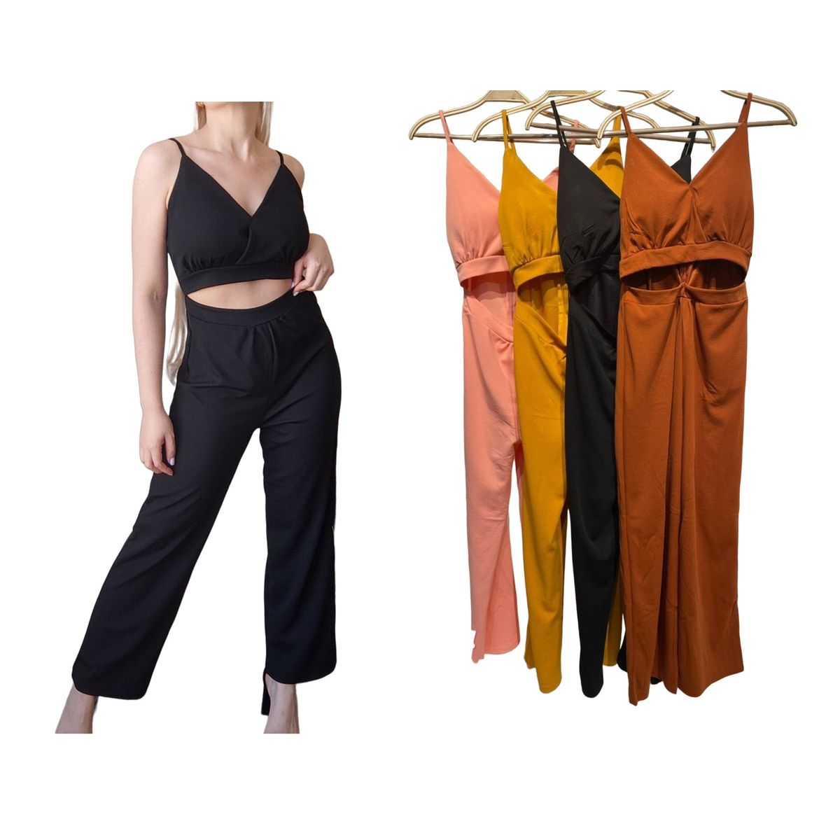 GARSIL - Enterito Casual Para Mujer Con Pierna Ancha - Tirante Y Escote