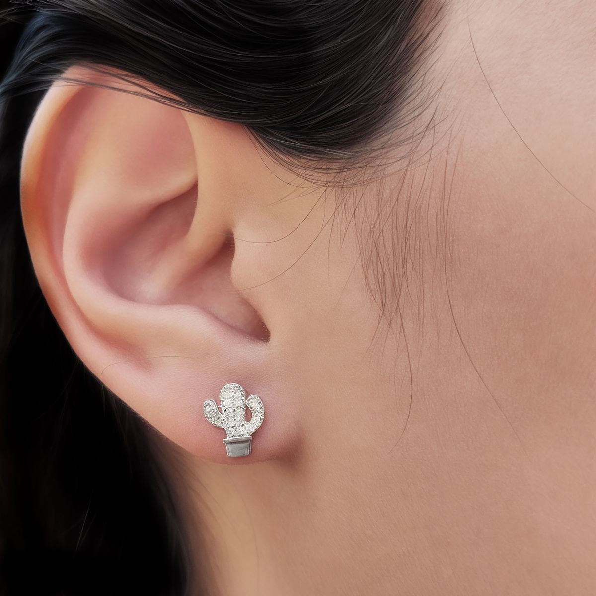 ANDREA COGGIOLA JOYAS - Aros Cactus Circón Plata Fina 925 Rodio