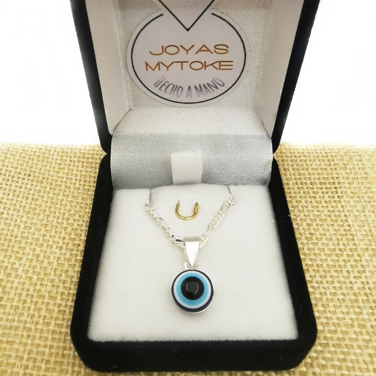 JOYAS MYTOKE - Colgante Ojo Turco y Cadena Plata Fina 925 Medalla Proteccio