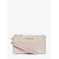 MICHAEL KORS - Billetera Jet Set Travel Double Zip Wristlet - Vanila Pink