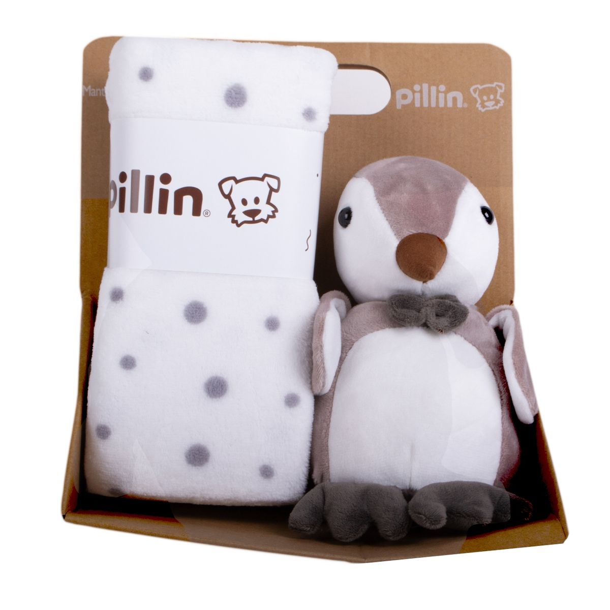 PILLIN - Set Peluche Manta Pingüino Bebé Niño Gris Pillin PILLIN
