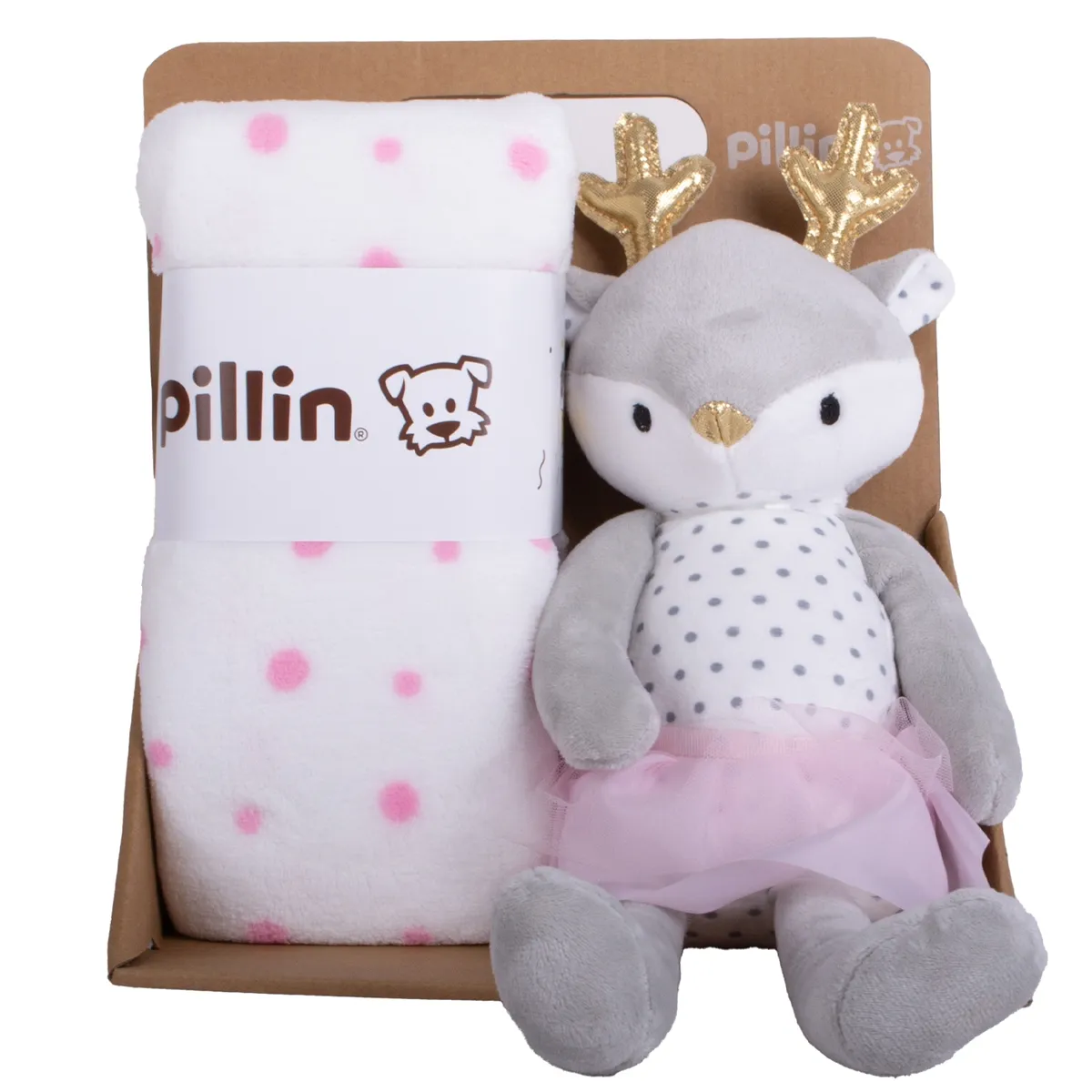 PILLIN - Set Peluche Manta Venado Bebé Niña Melange Pillin PILLIN