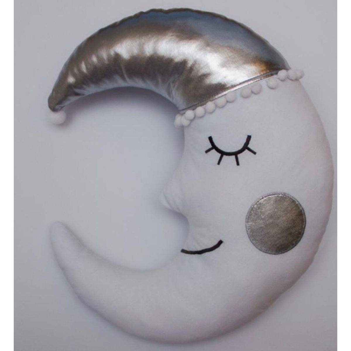 GENERICO - ALMOHADA DE LUNA BLANCO CON APLICACION EN PLATEADO