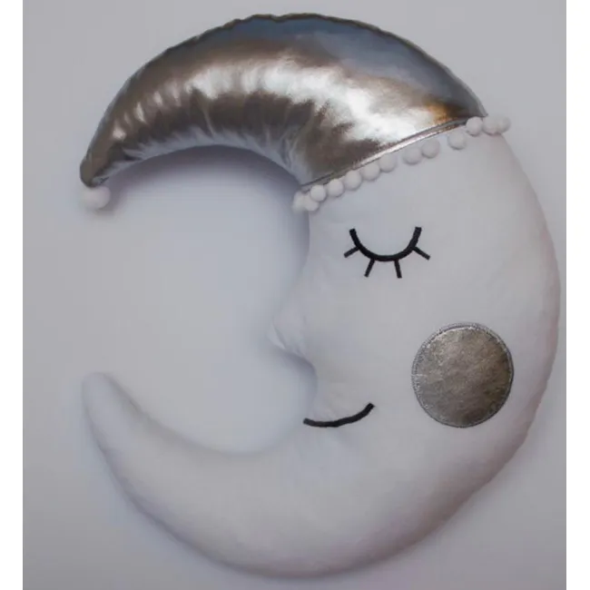 GENERICO - ALMOHADA DE LUNA BLANCO CON APLICACION EN PLATEADO