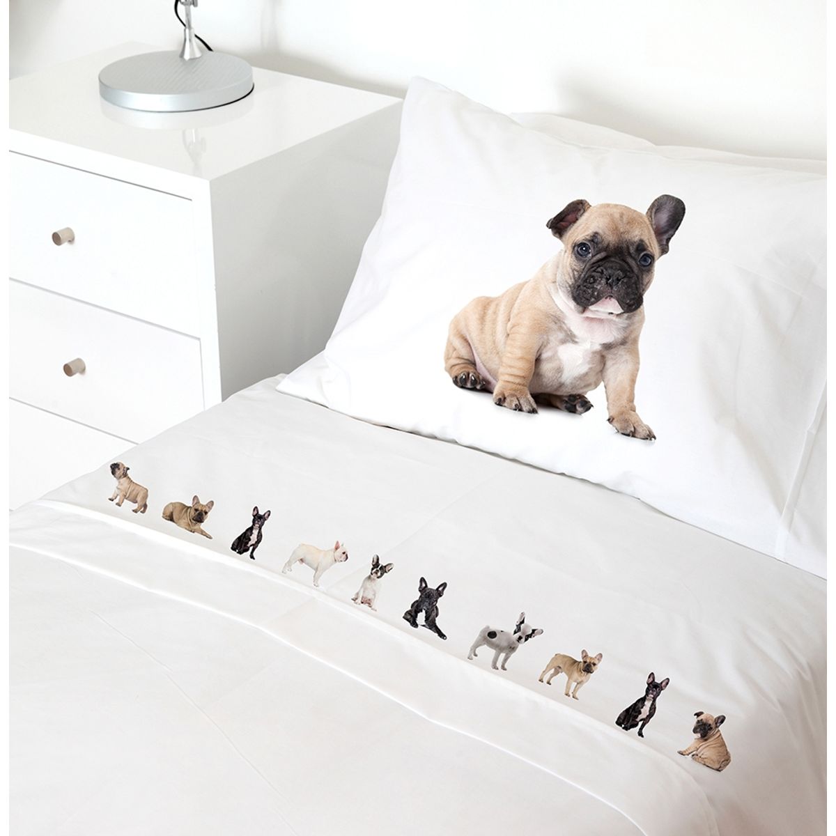 TUYO PRINT - Juego de Sábanas  - 1,5 Plazas  - Bulldog Frances - Tuyo Print