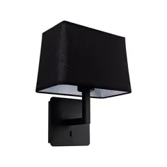 LED STUDIO - APLIQUÉ MURO HOTEL USB (SIN AMPOLLETA E27) NEGRO