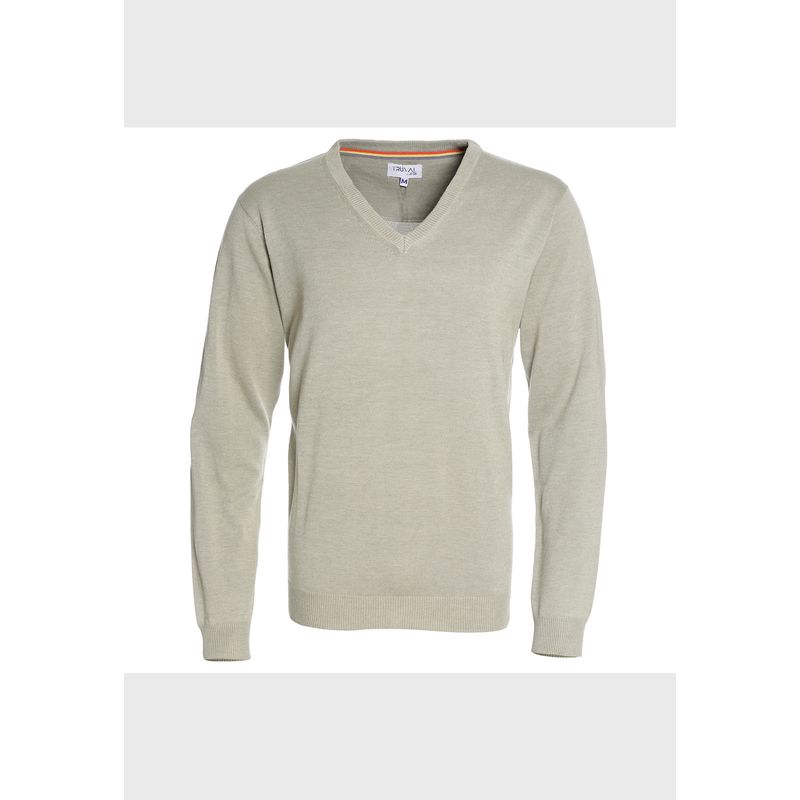 TRUVAL - Sweater Cuello V Oliva claro TRUVAL