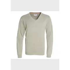 TRUVAL - Sweater Cuello V Oliva claro
