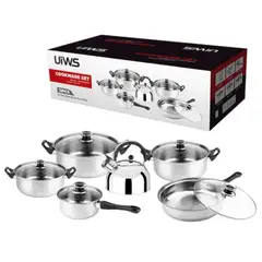 OEM - Set De Batería Ollas De Cocina y Tetera 12 Piezas Coolware Set