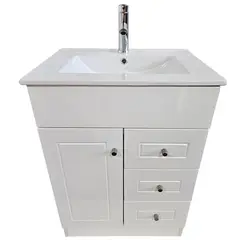 MODERN SPACE - Kit Mueble Vanitorio 60x47 Cm Termolaminado Blanco con Loza Plana