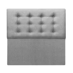 ESPACIO HOGAR - Respaldo de Cama Botone Premium 2 Plazas Lino Gris