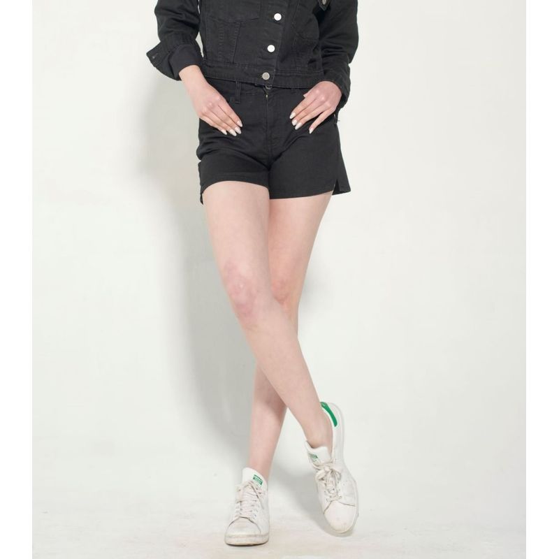 MOMCHIC - Short Olivia Demin Negro